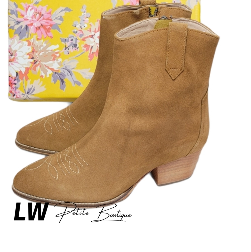 Joules Elmwood Suede Tan Western Boots sz 6